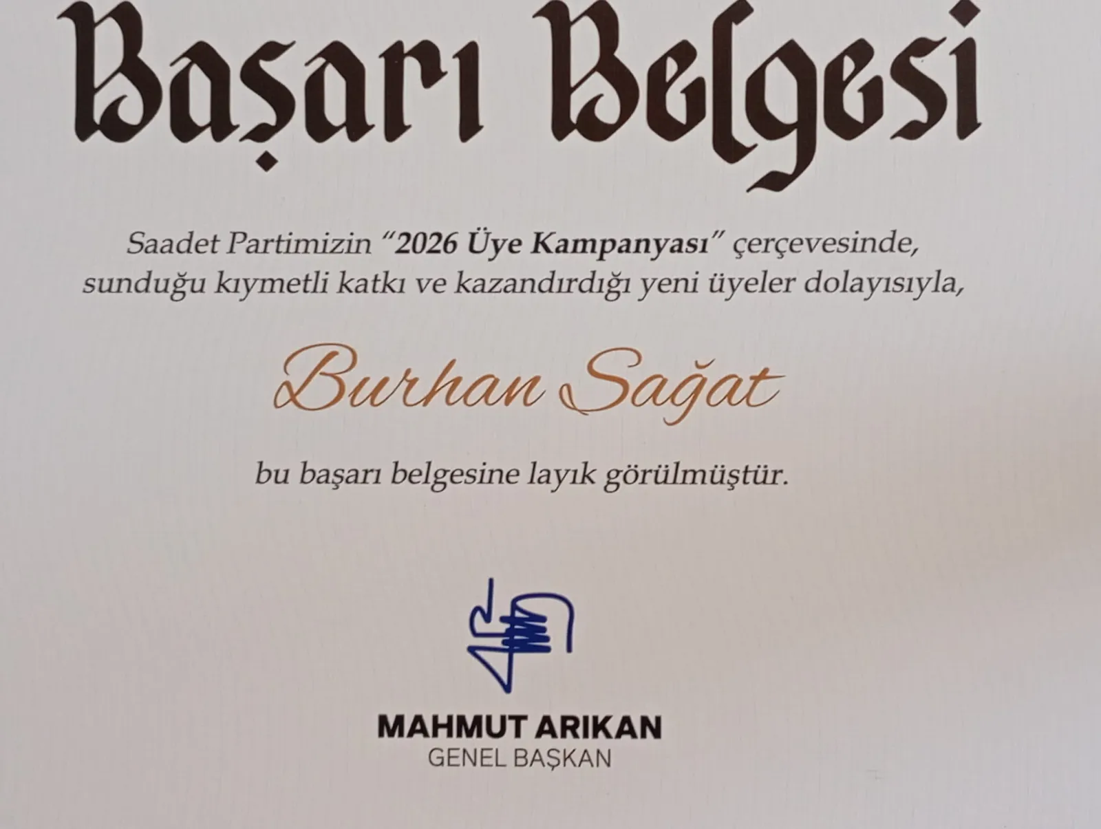 Saadet Partisi İlçe Başkanlığı ödül - Fotoğraf Galerisi 2