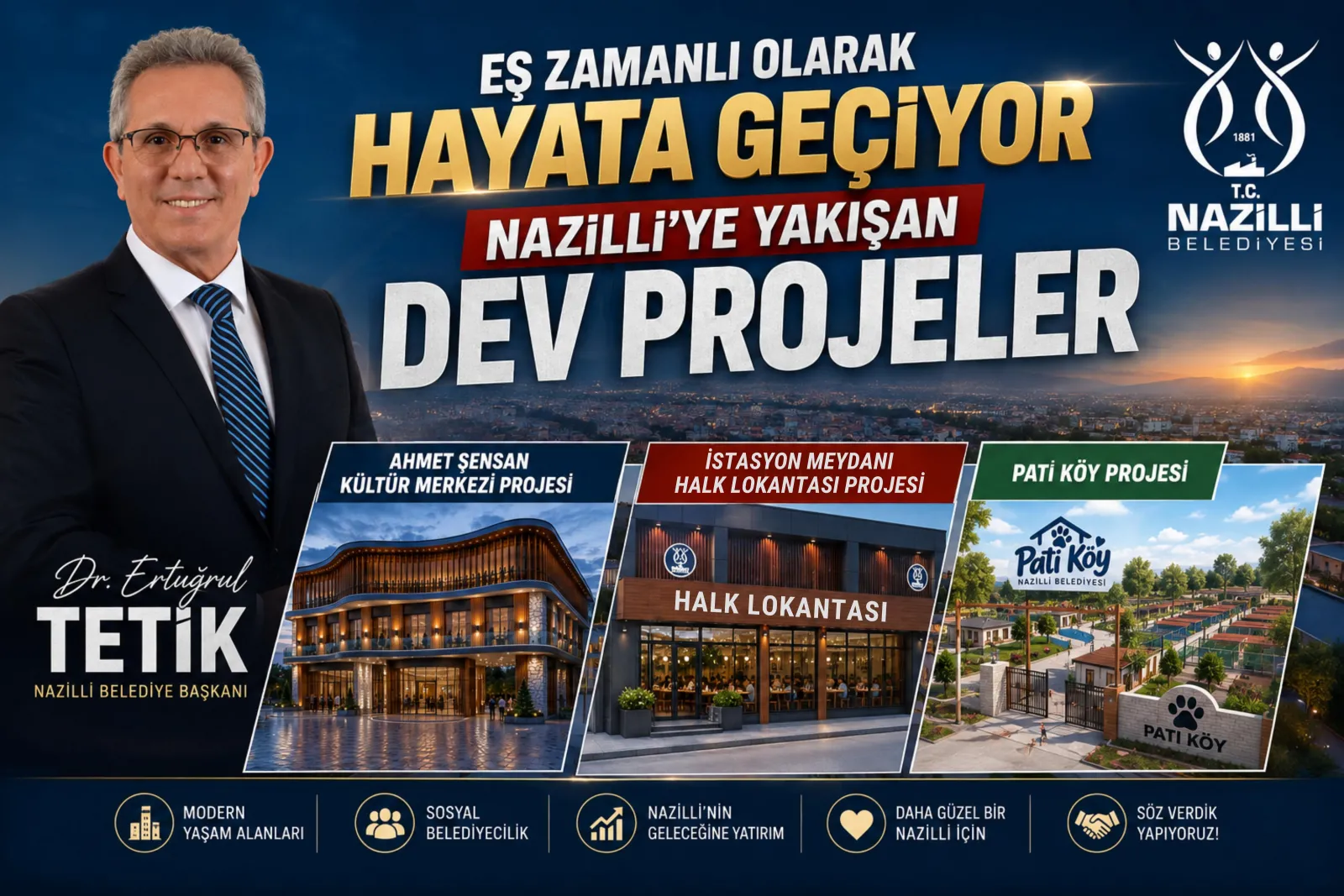 Başkan Tetik Düğmeye bastı projeleri peş peşe geliyor